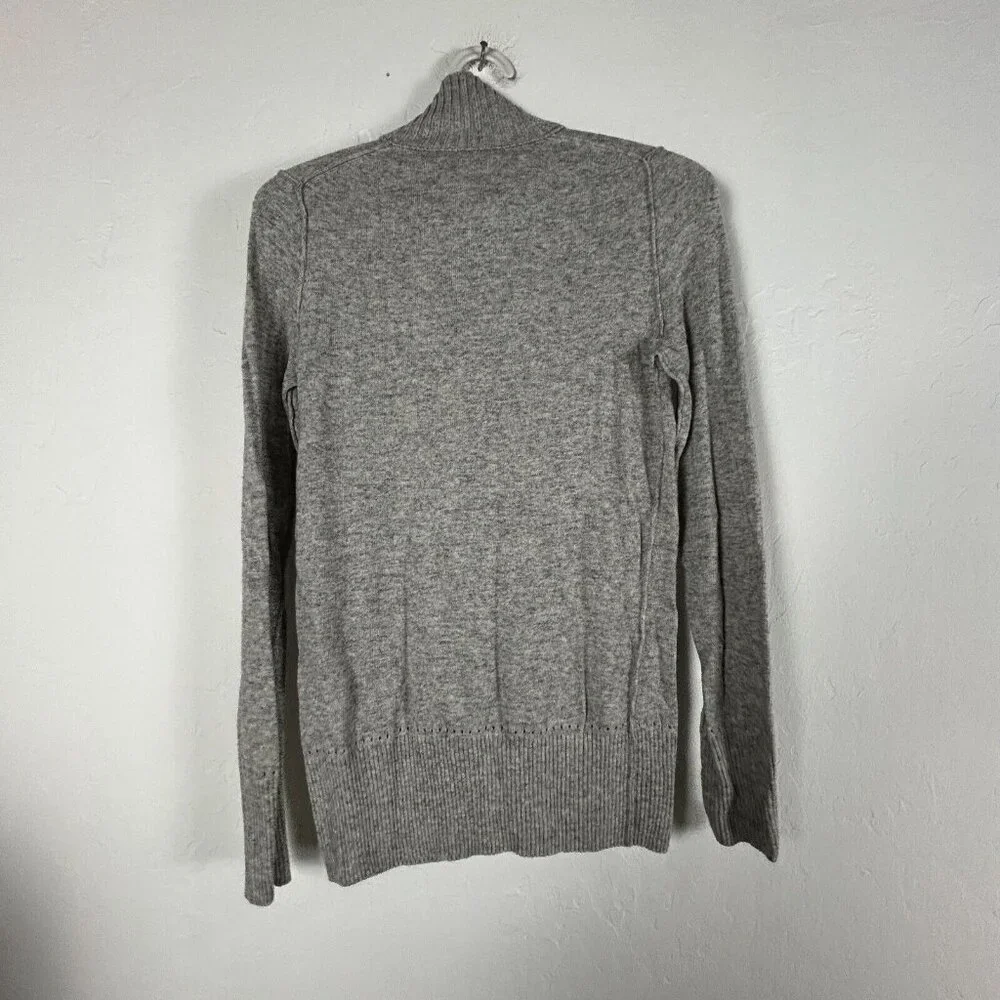 Tory Burch Womens Giselle Rib-Trim Sweater XS Gray Wool Cashmere Blend Pullover